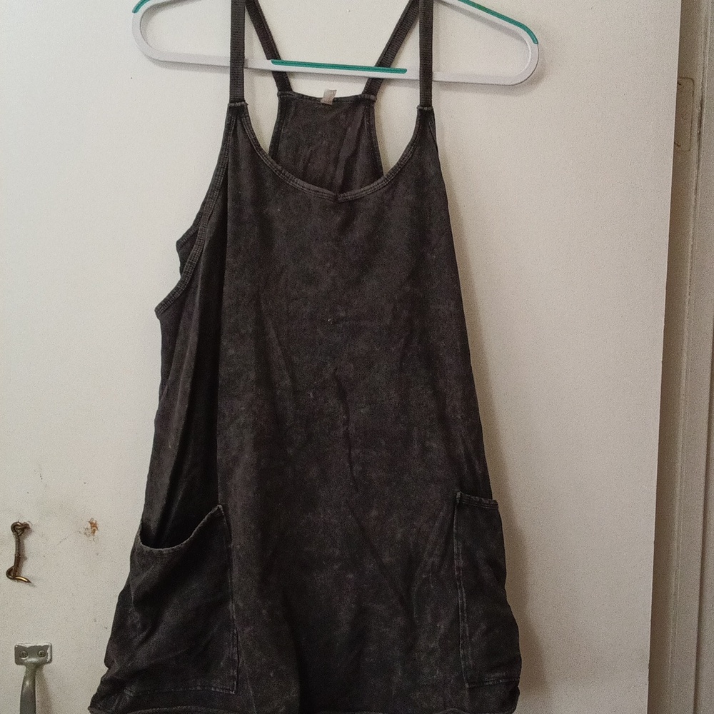 FP Women's Sleeveless Scoop Neck Pocket Tank Dress - Charcoal Gray